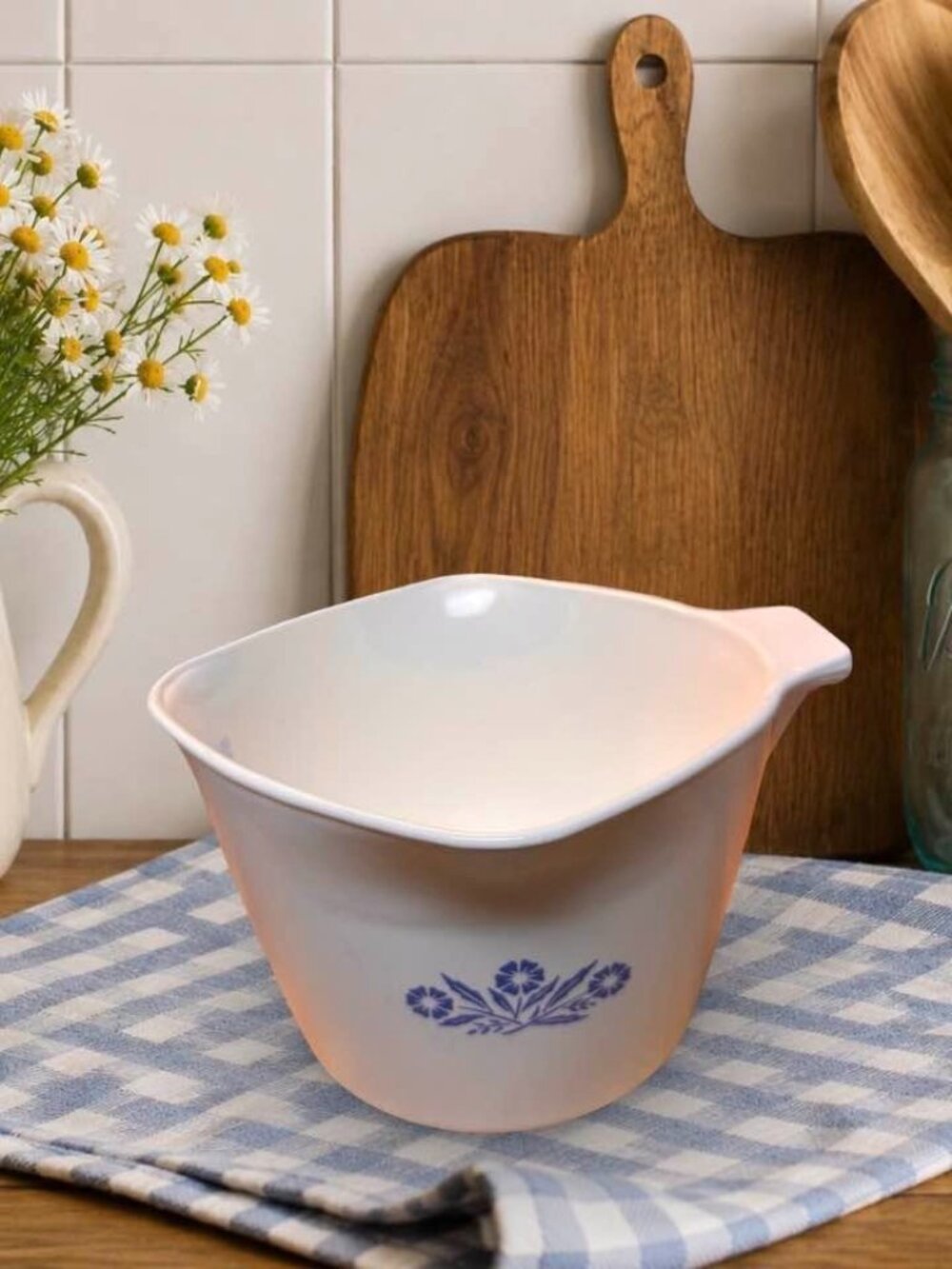 Corning Ware Blue Cornflower 1 Quart Sauce Maker Bowl With Spout & Handle - Vint
